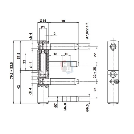 Петля штыревая Otlav Exacta 3D 495 d14 (CF495140H519(502)-CG495140H502) оцинкованная