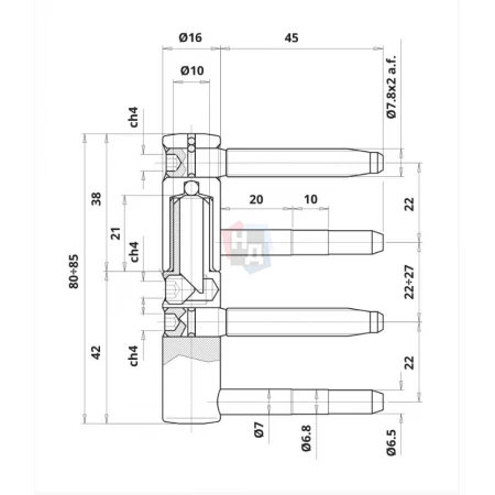 Петля штыревая Otlav Exacta 3D 495 d16 (CF495160H102-CG495160H102) бихромат