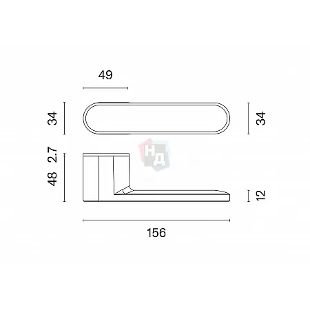 Дверная ручка Aprile Guava RTH L под вставку без WC-фиксатора черный матовый
