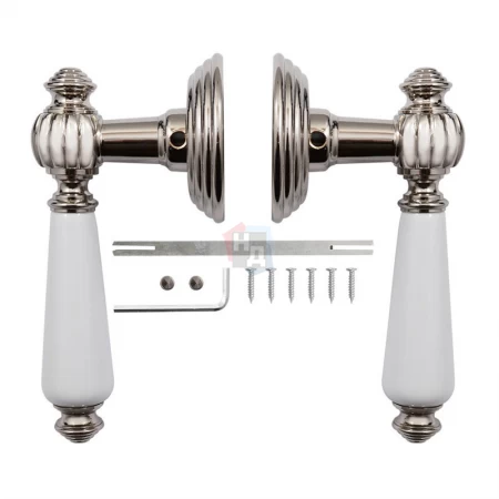 Дверная ручка Fimet Michelle 106P-269 F21 никель/белый фарфор
