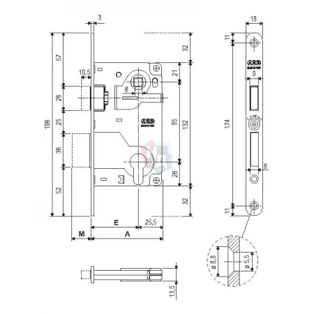 Замок межкомнатный AGB Centro Focus PZ бронза античная (B040255022)