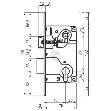 Замок межкомнатный AGB Centro PZ латунь (B010255003)