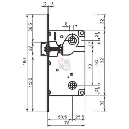 Замок межкомнатный AGB Centro WC латунь (B010135003)