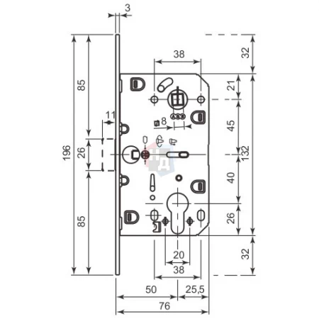 Замок межкомнатный AGB Mediana Evolution PZ хром матовый (B011035034)