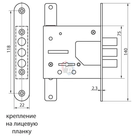 Замок врезной ПРО-САМ ЗВ8-4ШТ/13