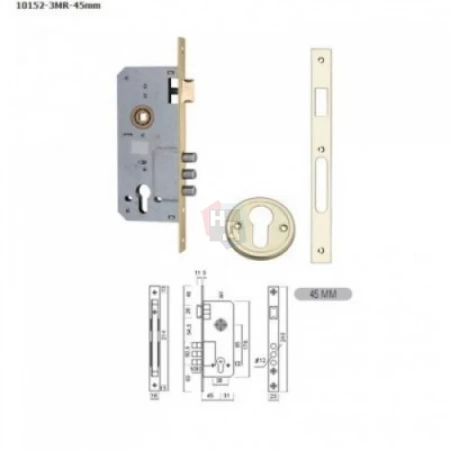 Замок врезной Siba10152/3MR CP хром new
