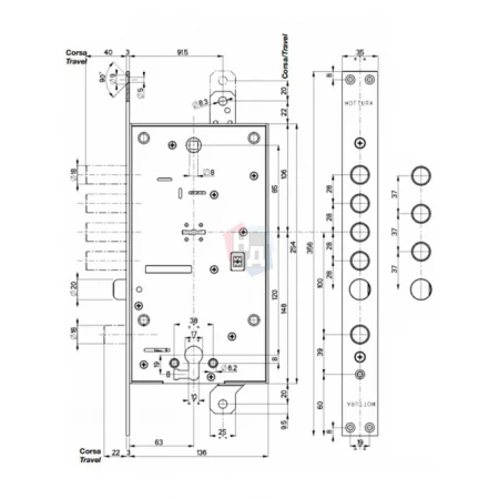 Замок врезной Mottura 54.J797 My Key (54J797BSRN5DC4C) левый