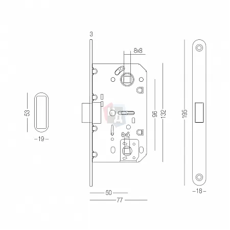Замок межкомнатный WC MVM MG-2056 SN матовый никель
