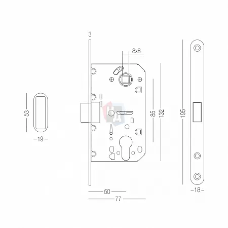 Замок межкомнатный MVM MG-2056C MA матовый антрацит