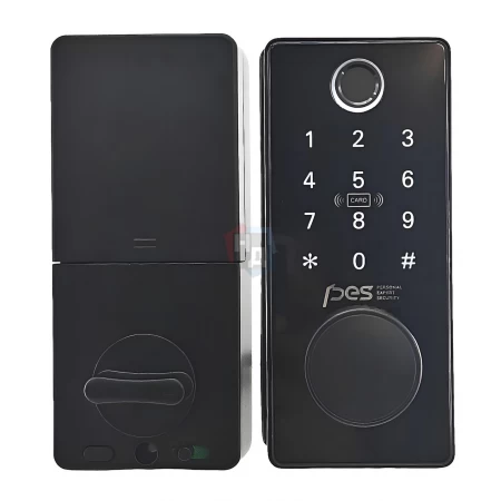 Умный замок PES Bolt черный (отпечаток пальца, приложение, код, брелок, NFC, RFID-карта)