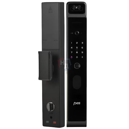 Умный замок PES Gold черный (Face ID, Wi-Fi, отпечаток пальца, приложение, код, брелок, NFC, RFID-карта)