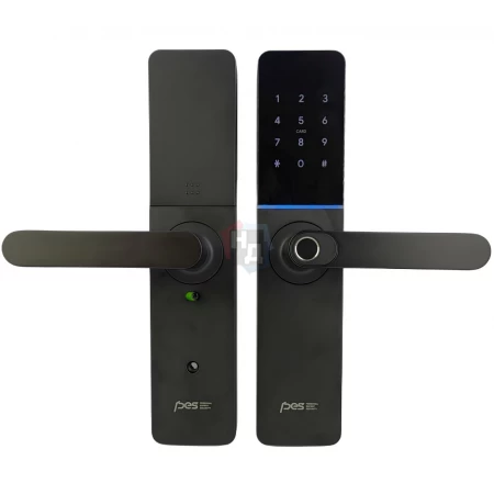 Умный замок PES Mops черный (отпечаток пальца, приложение, код, брелок, NFC, RFID-карта)