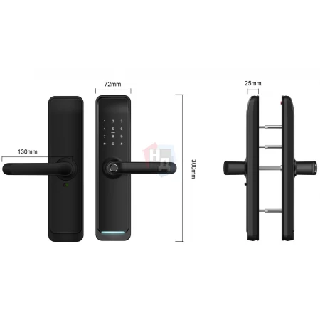 Умный замок PES Husky черный WC (отпечаток пальца, приложение, код, брелок, NFC, RFID-карта)
