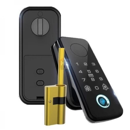 Умный замок PES David черный (отпечаток пальца, приложение, код, брелок, NFC, RFID-карта)