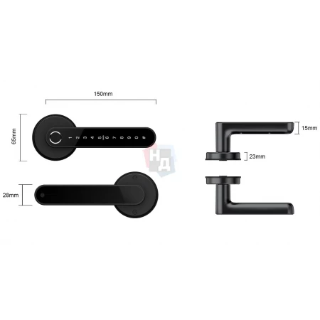 Умный замок PES Hand Black черный (отпечаток пальца, приложение, код, брелок, NFC, RFID-карта)
