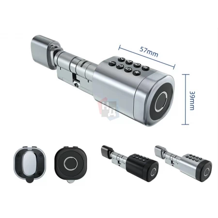 Смарт-цилиндр PES Cylinder 35x35T серый (отпечаток пальца, приложение, код, брелок, NFC, RFID-карта)