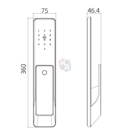 Умный замок PES Hotar черный (отпечаток пальца, приложение, код, брелок, NFC, RFID-карта)