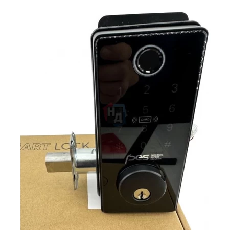 Умный замок PES Bolt черный (отпечаток пальца, приложение, код, брелок, NFC, RFID-карта)