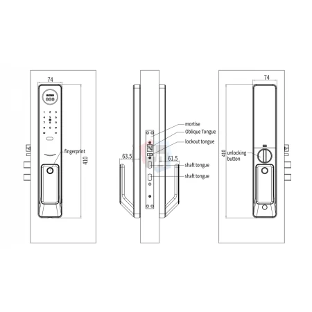 Умный замок PES Buldog черный (Face ID, отпечаток пальца, приложение, код, брелок, NFC, RFID-карта)