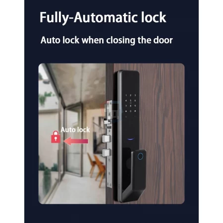 Умный замок PES Buldog черный (Face ID, отпечаток пальца, приложение, код, брелок, NFC, RFID-карта)