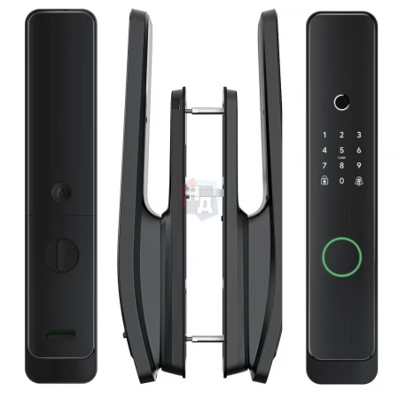 Умный замок PES Doberman черный (отпечаток пальца, приложение, код, брелок, NFC, RFID-карта)
