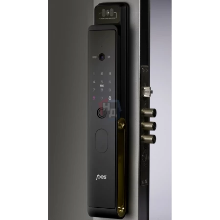Умный замок PES Gold черный (Face ID, Wi-Fi, отпечаток пальца, приложение, код, брелок, NFC, RFID-карта)