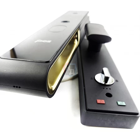 Умный замок PES Gold черный (Face ID, Wi-Fi, отпечаток пальца, приложение, код, брелок, NFC, RFID-карта)