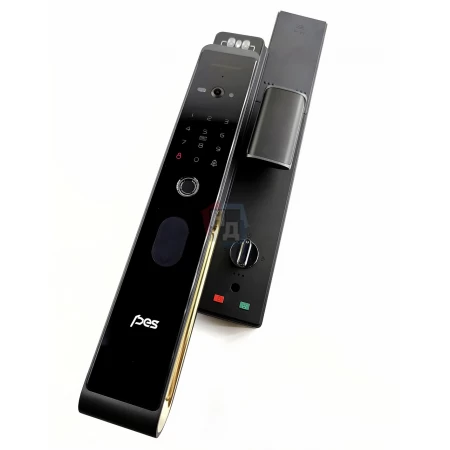 Умный замок PES Gold черный (Face ID, Wi-Fi, отпечаток пальца, приложение, код, брелок, NFC, RFID-карта)