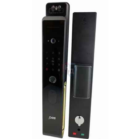 Умный замок PES Gold черный (Face ID, Wi-Fi, отпечаток пальца, приложение, код, брелок, NFC, RFID-карта)