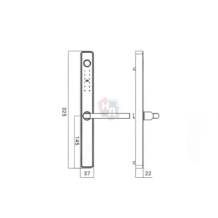 Умный замок PES Inox черный (Wi-Fi, отпечаток пальца, приложение, код, брелок, NFC, RFID-карта)