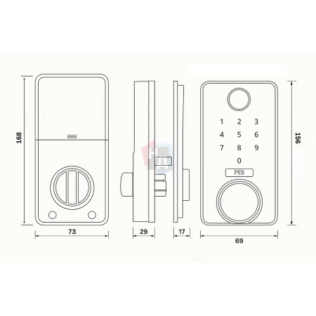 Умный замок PES Good черный (отпечаток пальца, приложение, код, брелок, NFC, RFID-карта)