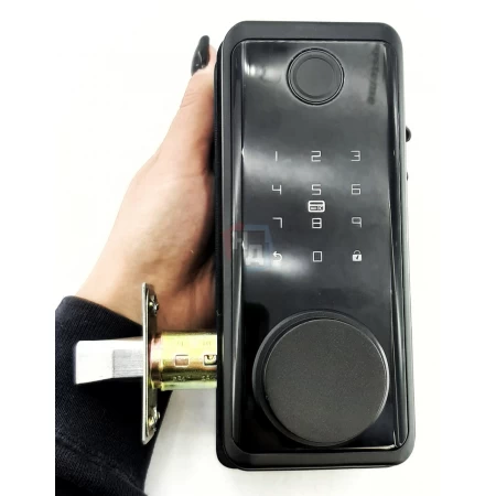 Умный замок PES Good черный (отпечаток пальца, приложение, код, брелок, NFC, RFID-карта)