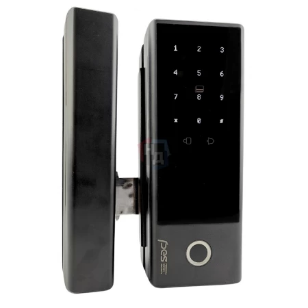Умный замок PES Glass черный (отпечаток пальца, приложение, код, брелок, NFC, RFID-карта)