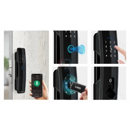 Умный замок PES Friend черный (отпечаток пальца, приложение, код, брелок, NFC, RFID-карта)