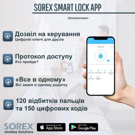 Умный замок PES Friend черный (отпечаток пальца, приложение, код, брелок, NFC, RFID-карта)