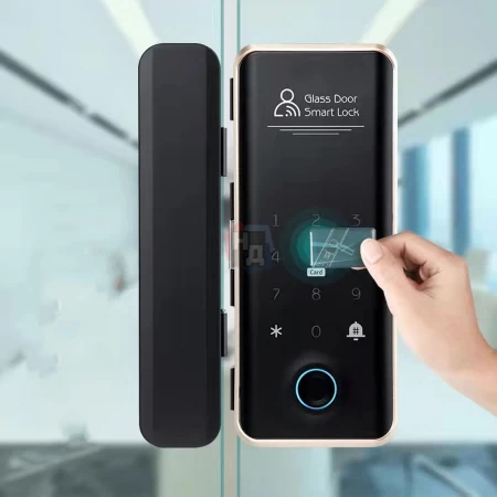 Умный замок PES Glass 3 черный (отпечаток пальца, приложение, код, брелок, NFC, RFID-карта)