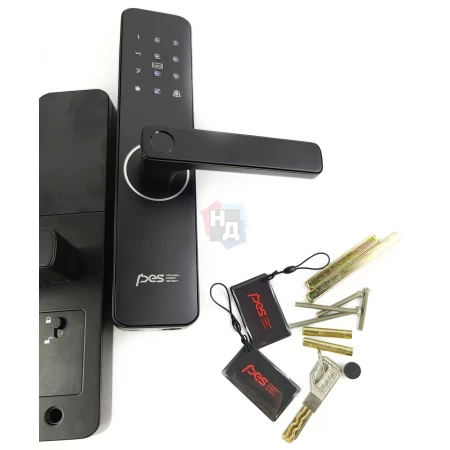Умный замок PES Mini черный (отпечаток пальца, приложение, код, брелок, NFC, RFID-карта)