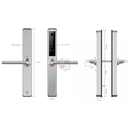 Умный замок PES Aston серый (отпечаток пальца, приложение, код, брелок, NFC, RFID-карта)