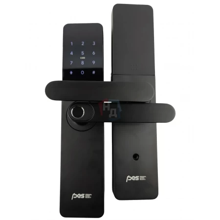 Умный замок PES Mops черный (отпечаток пальца, приложение, код, брелок, NFC, RFID-карта)