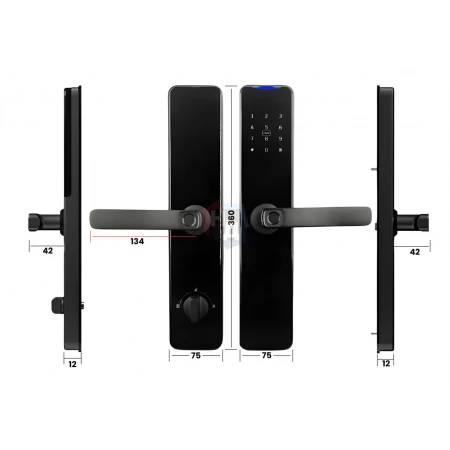 Умный замок PES Collie черный (отпечаток пальца, приложение, код, брелок, NFC, RFID-карта)
