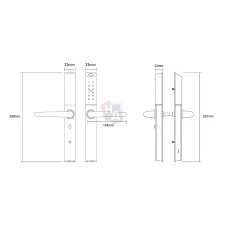 Умный замок PES Ford черный (отпечаток пальца, приложение, код, брелок, NFC, RFID-карта)