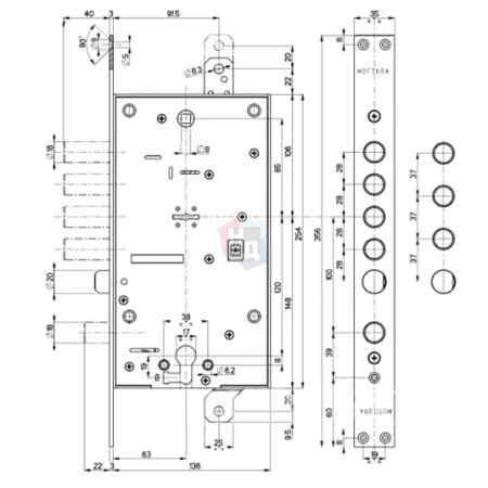 Замок врезной Comit CM-21356 двухсистемный хром