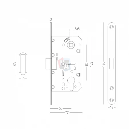 Замок врезной MVM MG-2056C MA антрацит матовый