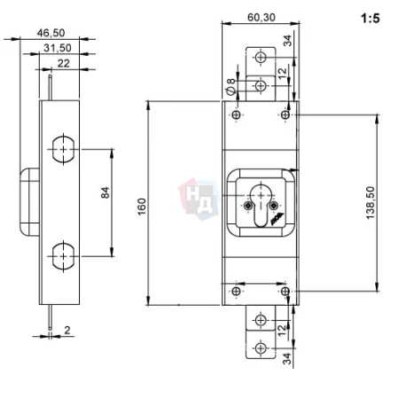 Замок накладной MOIA 252DX