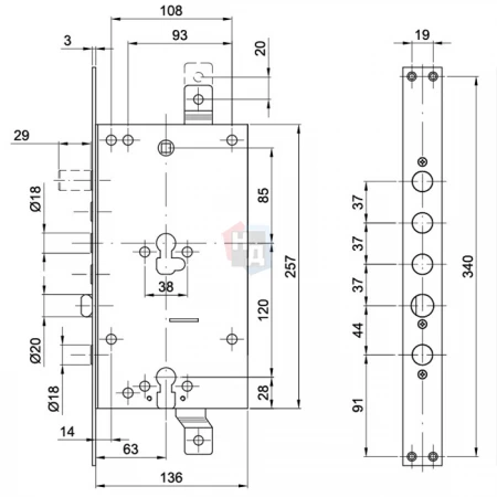 Замок Cipierre SL228/60/AB/I