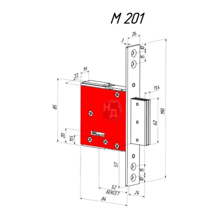 Замок врезной Radlock (Радлок) Мимоза M201 под Kale
