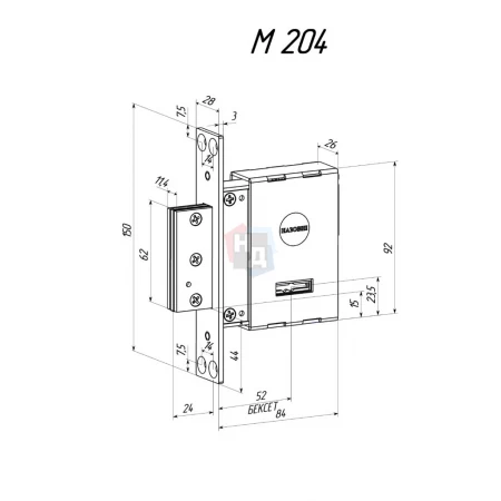 Замок врезной Radlock (Радлок) Мимоза M204