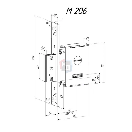 Замок врезной Radlock (Радлок) Мимоза M206