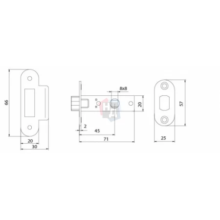 Защелка врезная MVM Linde M-100 AB античная бронза