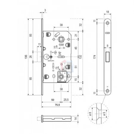Замок межкомнатный магнитный Trion CX 410B-S MAGNET 96mm Black черный